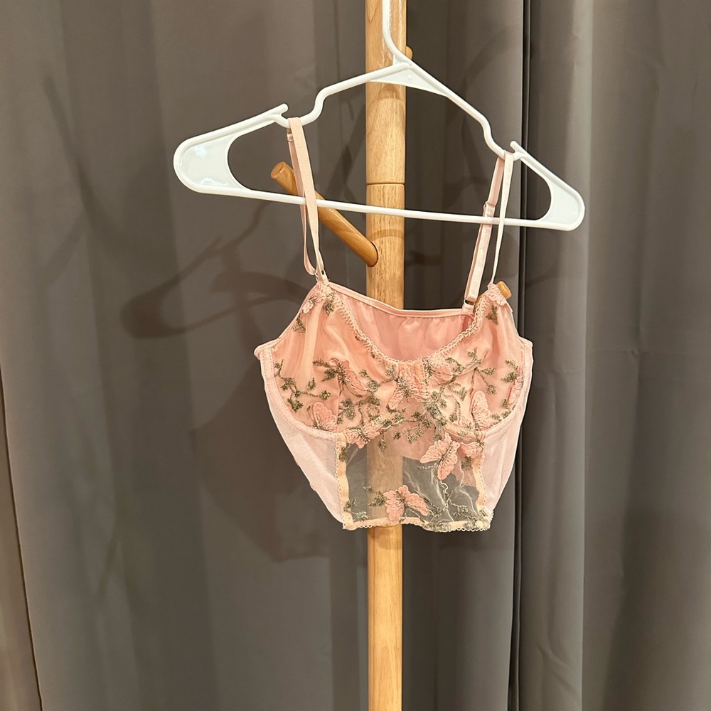 Floral Embroidered Pink Camisole